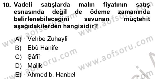 Günümüz Fıkıh Problemleri Dersi 2022 - 2023 Yılı (Final) Dönem Sonu Sınav Soruları 10. Soru