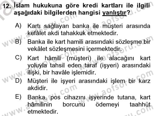 Günümüz Fıkıh Problemleri Dersi 2022 - 2023 Yılı (Final) Dönem Sonu Sınav Soruları 12. Soru