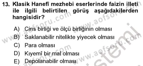 Günümüz Fıkıh Problemleri Dersi 2022 - 2023 Yılı (Final) Dönem Sonu Sınav Soruları 13. Soru
