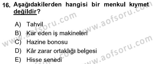 Günümüz Fıkıh Problemleri Dersi 2022 - 2023 Yılı (Final) Dönem Sonu Sınav Soruları 16. Soru