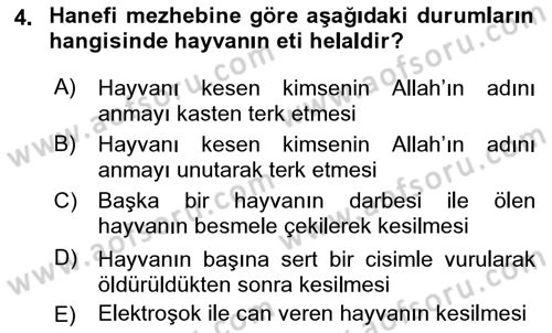 Günümüz Fıkıh Problemleri Dersi 2022 - 2023 Yılı (Final) Dönem Sonu Sınav Soruları 4. Soru