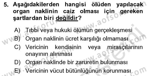 Günümüz Fıkıh Problemleri Dersi 2022 - 2023 Yılı (Final) Dönem Sonu Sınav Soruları 5. Soru