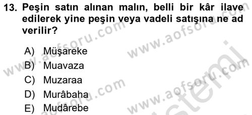 Günümüz Fıkıh Problemleri Dersi 2022 - 2023 Yılı Yaz Okulu Sınav Soruları 13. Soru