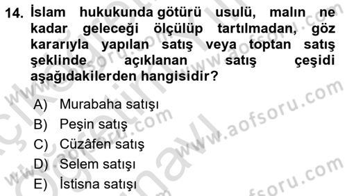 Günümüz Fıkıh Problemleri Dersi 2022 - 2023 Yılı Yaz Okulu Sınav Soruları 14. Soru
