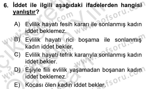 Günümüz Fıkıh Problemleri Dersi 2022 - 2023 Yılı Yaz Okulu Sınav Soruları 6. Soru