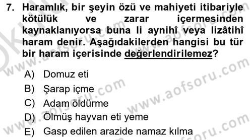 Günümüz Fıkıh Problemleri Dersi 2022 - 2023 Yılı Yaz Okulu Sınav Soruları 7. Soru