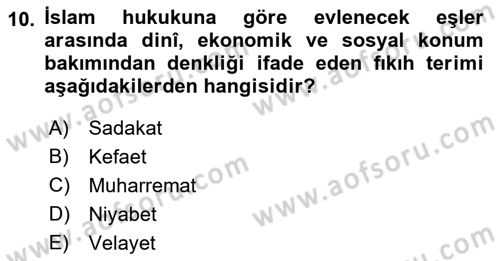 Günümüz Fıkıh Problemleri Dersi 2023 - 2024 Yılı (Vize) Ara Sınav Soruları 10. Soru