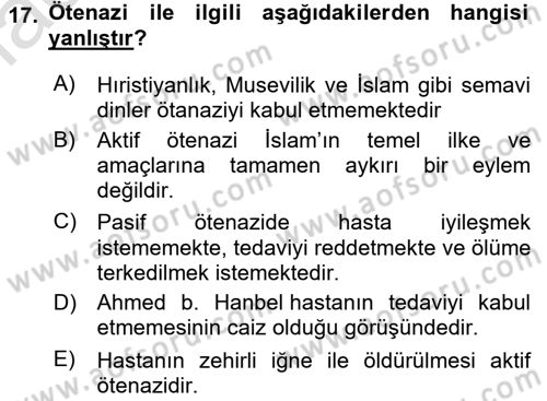 Günümüz Fıkıh Problemleri Dersi 2023 - 2024 Yılı (Vize) Ara Sınav Soruları 17. Soru
