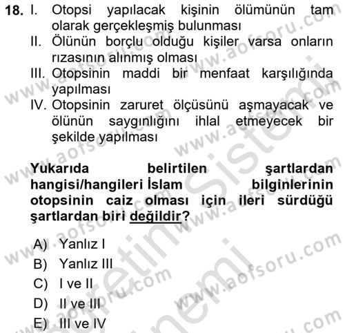 Günümüz Fıkıh Problemleri Dersi 2023 - 2024 Yılı (Vize) Ara Sınav Soruları 18. Soru