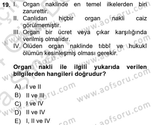 Günümüz Fıkıh Problemleri Dersi 2023 - 2024 Yılı (Vize) Ara Sınav Soruları 19. Soru