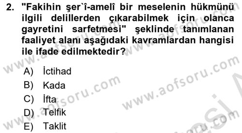 Günümüz Fıkıh Problemleri Dersi 2023 - 2024 Yılı (Vize) Ara Sınav Soruları 2. Soru