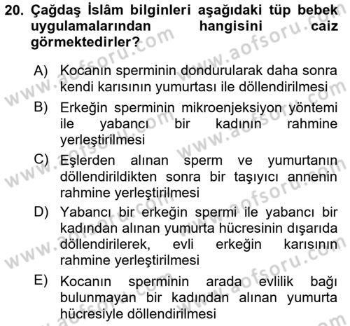 Günümüz Fıkıh Problemleri Dersi 2023 - 2024 Yılı (Vize) Ara Sınav Soruları 20. Soru