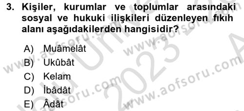 Günümüz Fıkıh Problemleri Dersi 2023 - 2024 Yılı (Vize) Ara Sınav Soruları 3. Soru
