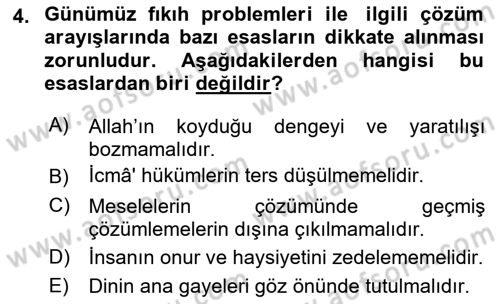 Günümüz Fıkıh Problemleri Dersi 2023 - 2024 Yılı (Vize) Ara Sınav Soruları 4. Soru