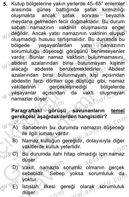 Günümüz Fıkıh Problemleri Dersi 2023 - 2024 Yılı (Vize) Ara Sınav Soruları 5. Soru