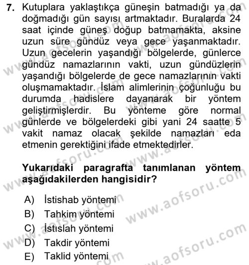 Günümüz Fıkıh Problemleri Dersi 2023 - 2024 Yılı (Vize) Ara Sınav Soruları 7. Soru