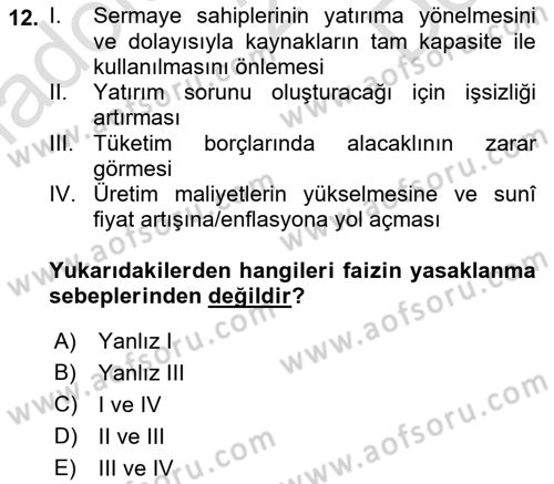 Günümüz Fıkıh Problemleri Dersi 2023 - 2024 Yılı (Final) Dönem Sonu Sınav Soruları 12. Soru