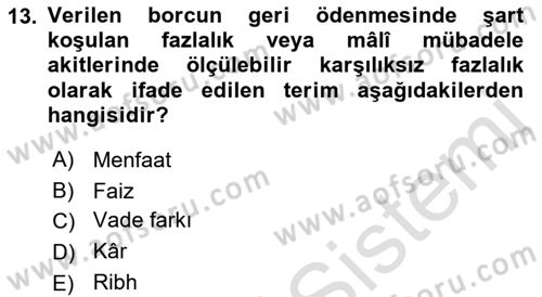 Günümüz Fıkıh Problemleri Dersi 2023 - 2024 Yılı (Final) Dönem Sonu Sınav Soruları 13. Soru