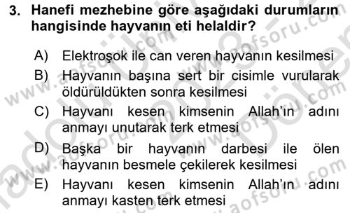 Günümüz Fıkıh Problemleri Dersi 2023 - 2024 Yılı (Final) Dönem Sonu Sınav Soruları 3. Soru