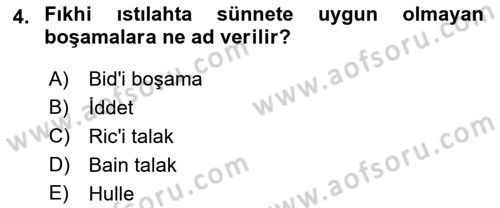 Günümüz Fıkıh Problemleri Dersi 2023 - 2024 Yılı (Final) Dönem Sonu Sınav Soruları 4. Soru