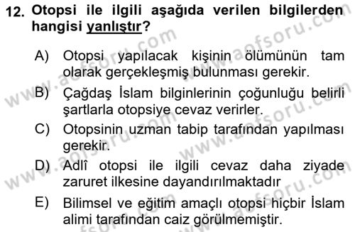 Günümüz Fıkıh Problemleri Dersi 2023 - 2024 Yılı Yaz Okulu Sınav Soruları 12. Soru