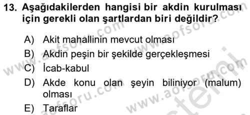 Günümüz Fıkıh Problemleri Dersi 2023 - 2024 Yılı Yaz Okulu Sınav Soruları 13. Soru