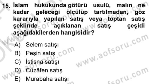 Günümüz Fıkıh Problemleri Dersi 2023 - 2024 Yılı Yaz Okulu Sınav Soruları 15. Soru