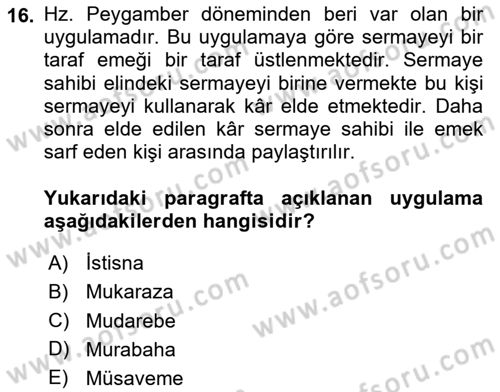 Günümüz Fıkıh Problemleri Dersi 2023 - 2024 Yılı Yaz Okulu Sınav Soruları 16. Soru