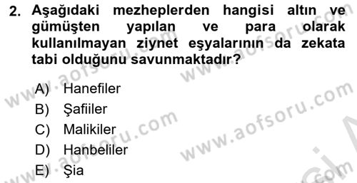 Günümüz Fıkıh Problemleri Dersi 2023 - 2024 Yılı Yaz Okulu Sınav Soruları 2. Soru