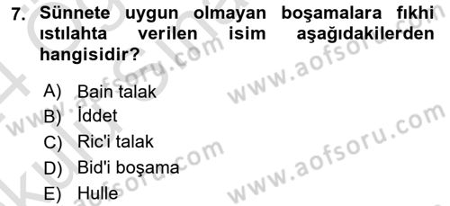 Günümüz Fıkıh Problemleri Dersi 2023 - 2024 Yılı Yaz Okulu Sınav Soruları 7. Soru