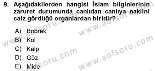 Günümüz Fıkıh Problemleri Dersi 2023 - 2024 Yılı Yaz Okulu Sınav Soruları 9. Soru