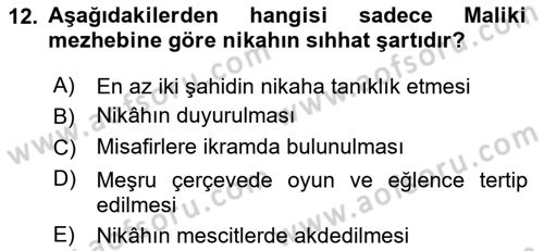 Günümüz Fıkıh Problemleri Dersi 2024 - 2025 Yılı (Vize) Ara Sınav Soruları 12. Soru