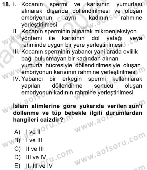 Günümüz Fıkıh Problemleri Dersi 2024 - 2025 Yılı (Vize) Ara Sınav Soruları 18. Soru