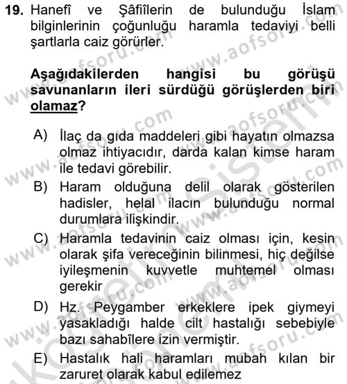 Günümüz Fıkıh Problemleri Dersi Ara Sınavı Deneme Sınav Soruları 19. Soru