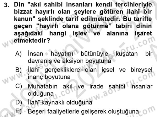 Günümüz Fıkıh Problemleri Dersi Ara Sınavı Deneme Sınav Soruları 3. Soru