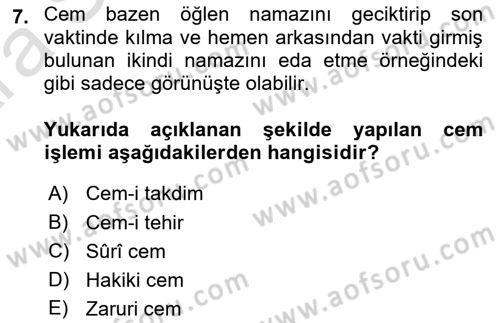 Günümüz Fıkıh Problemleri Dersi 2024 - 2025 Yılı (Vize) Ara Sınav Soruları 7. Soru
