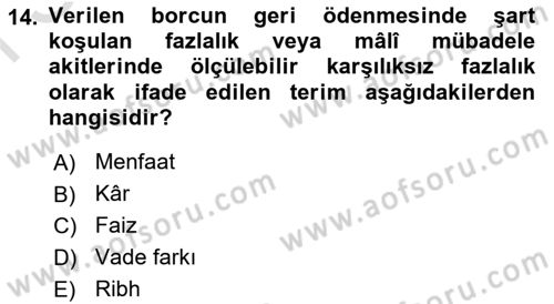Günümüz Fıkıh Problemleri Dersi 2024 - 2025 Yılı (Final) Dönem Sonu Sınav Soruları 14. Soru