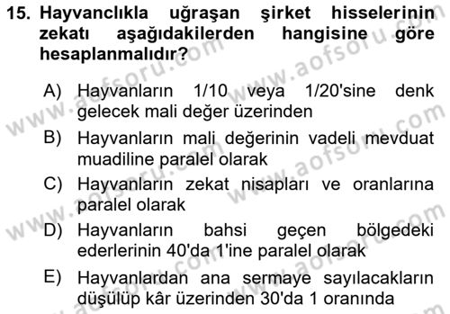 Günümüz Fıkıh Problemleri Dersi 2024 - 2025 Yılı (Final) Dönem Sonu Sınav Soruları 15. Soru