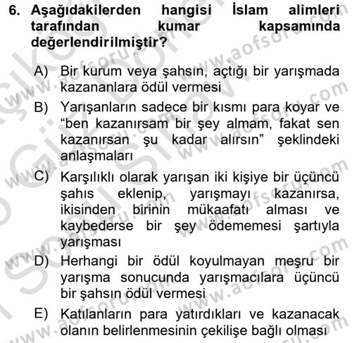 Günümüz Fıkıh Problemleri Dersi 2024 - 2025 Yılı (Final) Dönem Sonu Sınav Soruları 6. Soru