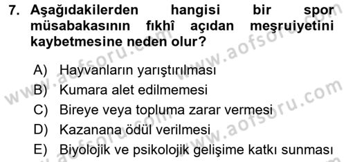 Günümüz Fıkıh Problemleri Dersi 2024 - 2025 Yılı (Final) Dönem Sonu Sınav Soruları 7. Soru