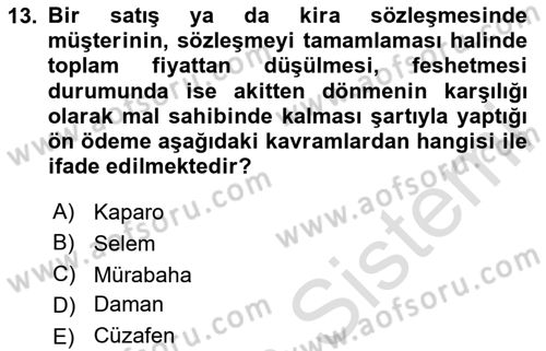 Günümüz Fıkıh Problemleri Dersi 2024 - 2025 Yılı Yaz Okulu Sınav Soruları 13. Soru