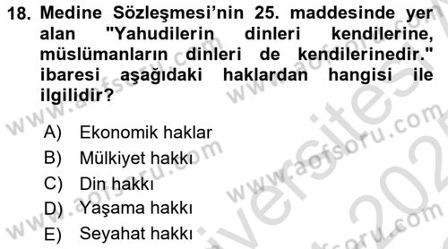 Günümüz Fıkıh Problemleri Dersi 2024 - 2025 Yılı Yaz Okulu Sınav Soruları 18. Soru