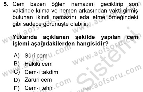 Günümüz Fıkıh Problemleri Dersi 2024 - 2025 Yılı Yaz Okulu Sınav Soruları 5. Soru