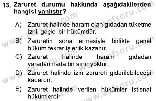 Günümüz Fıkıh Problemleri Dersi 2025 - 2026 Yılı (Vize) Ara Sınav Soruları 13. Soru
