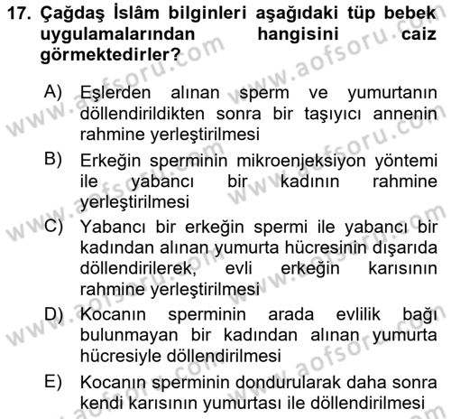 Günümüz Fıkıh Problemleri Dersi 2025 - 2026 Yılı (Vize) Ara Sınav Soruları 17. Soru