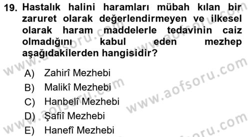 Günümüz Fıkıh Problemleri Dersi 2025 - 2026 Yılı (Vize) Ara Sınav Soruları 19. Soru