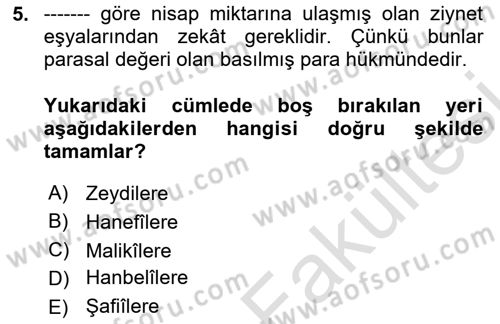Günümüz Fıkıh Problemleri Dersi 2025 - 2026 Yılı (Vize) Ara Sınav Soruları 5. Soru