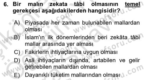 Günümüz Fıkıh Problemleri Dersi 2025 - 2026 Yılı (Vize) Ara Sınav Soruları 6. Soru