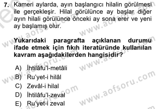 Günümüz Fıkıh Problemleri Dersi 2025 - 2026 Yılı (Vize) Ara Sınav Soruları 7. Soru