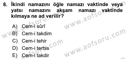 Günümüz Fıkıh Problemleri Dersi 2025 - 2026 Yılı (Vize) Ara Sınav Soruları 8. Soru